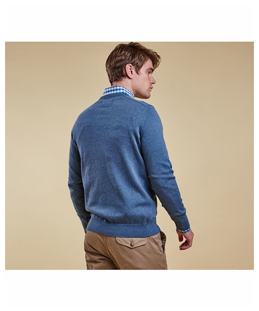 Men's Barbour Pima Cotton V-Neck Sweater - Dark Chambray