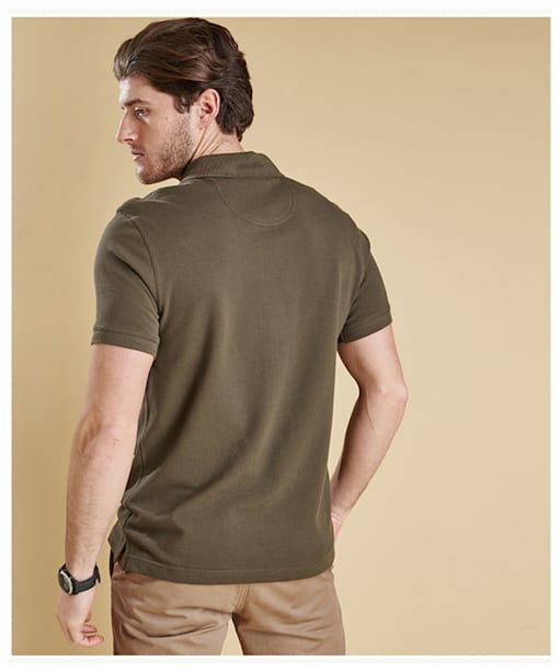 Men's Barbour Tartan Pique Polo Shirt - Dark Olive