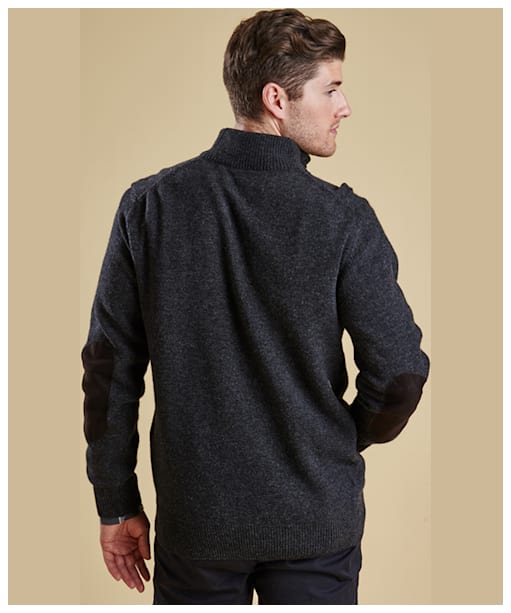 Men's Barbour Patch Half Button Lambswool Sweater - Charcoal