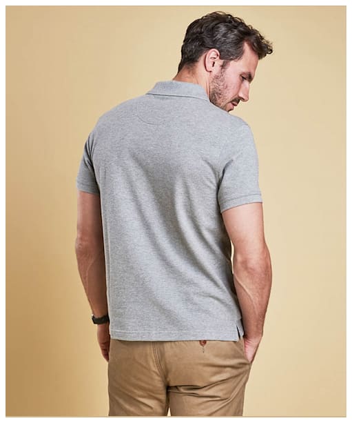 Men's Barbour Tartan Pique Polo Shirt - New Grey Marl