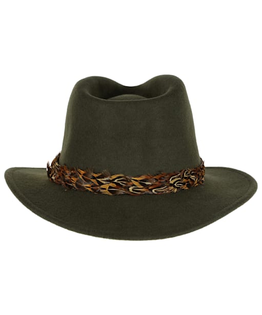 Women’s Hicks & Brown The Suffolk Fedora - Pheasant Feather Wrap - Olive