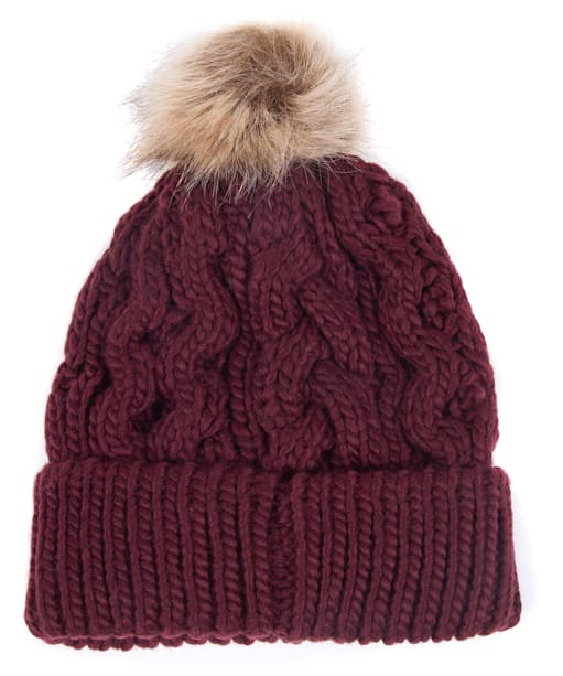 Women’s Barbour Penshaw Cable Beanie - Bordeaux