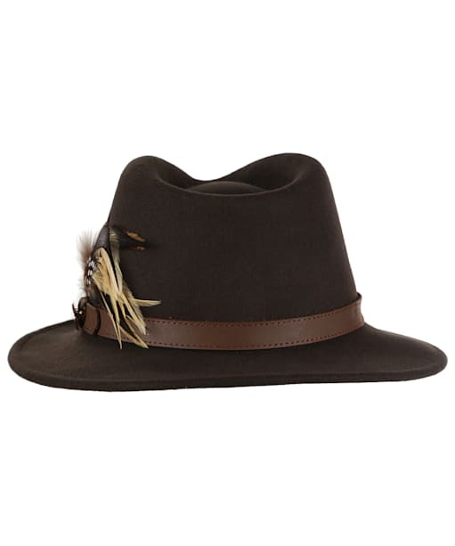 Women’s Hicks & Brown The Suffolk Fedora - Guinea and Pheasant Feather - Brown