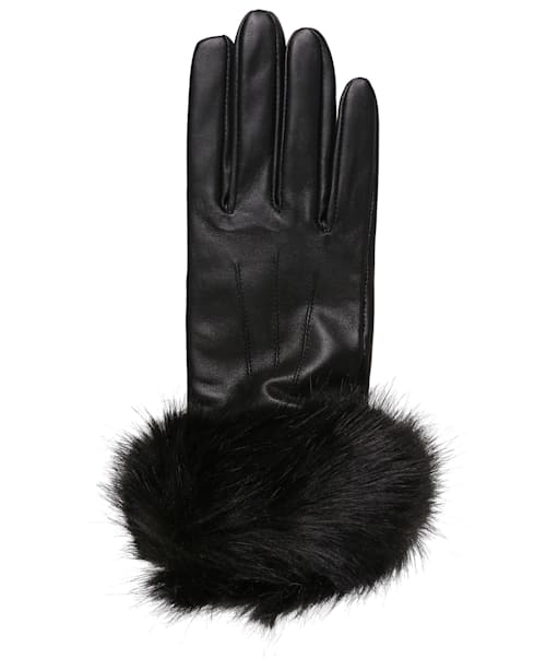 Women’s Barbour Fur Trimmed Leather Gloves - Black