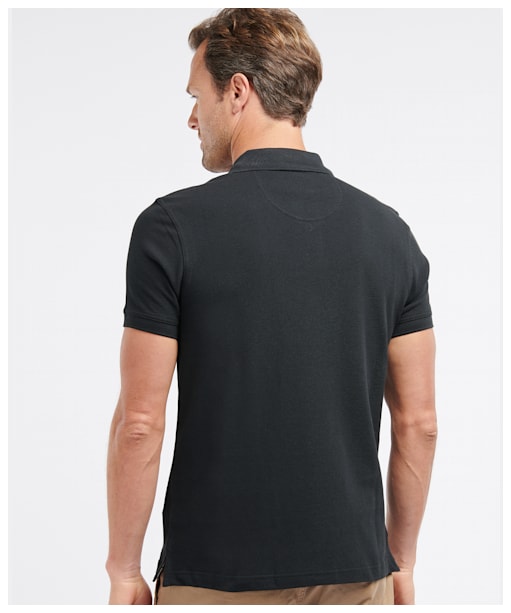 Men's Barbour Tartan Pique Polo Shirt - BLACK/STONE