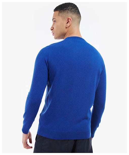 Men's Barbour Essential Lambswool Crew Neck Sweater - Bright Blue