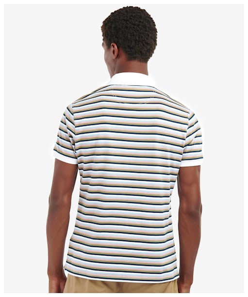 Men's Barbour Sandown Stripe Polo Shirt - White