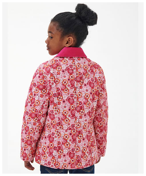 Girl's Barbour Patterned Liddesdale Quilted Jacket - 6-9yrs - Pink Dahlia Floral