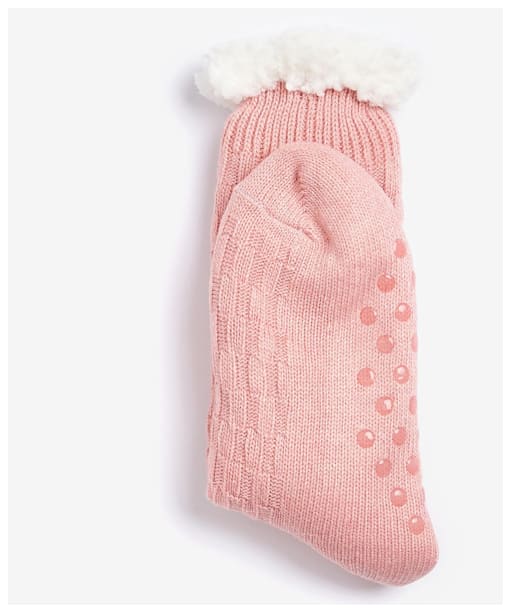 Women's Barbour Cable Knit Lounge Socks - Dusty Pink