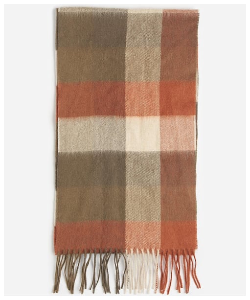 Barbour Large Tattersall Lambswool Scarf - Warm Ginger