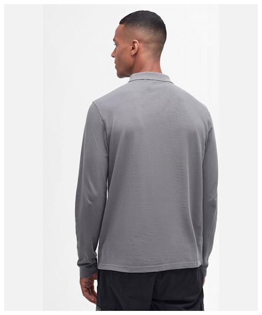 Men's Barbour International Long Sleeve Heath Polo Shirt - Night Grey