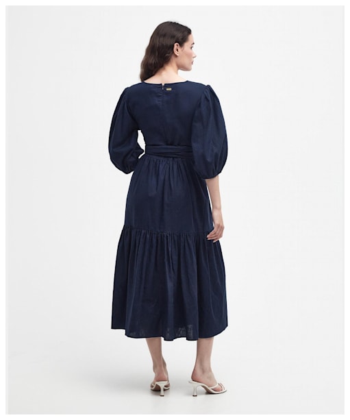 Women's Barbour Annie Linen Cotton Blend Midi Dress - Navy