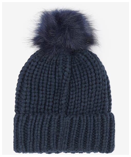 Women's Barbour Saltburn Bobble Hat - Navy