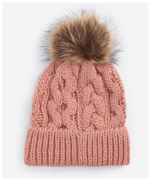 Women's Barbour Penshaw Cable Beanie - Pink Rust