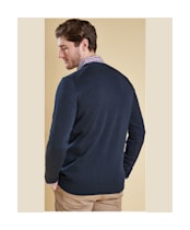 Men's Barbour Pima Cotton V-Neck Sweater - Navy