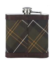Barbour Hip Flask- Classic Tartan / Dark Brown