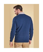Men's Barbour Essential Lambswool V Neck Sweater - Deep Blue
