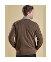 Men's Barbour Essential Lambswool Crew Neck Sweater - Leather