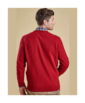 Men's Barbour Essential Lambswool Crew Neck Sweater - Rich Red