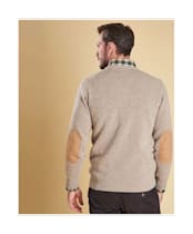 Men's Barbour Patch Crew Neck Lambswool Sweater - Stone