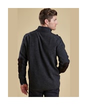 Men's Barbour Patch Half Button Lambswool Sweater - Charcoal