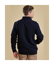 Men's Barbour Patch Half Button Lambswool Sweater - Navy
