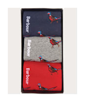 Men’s Barbour Pheasant Sock Gift Box - Navy / Grey / Red