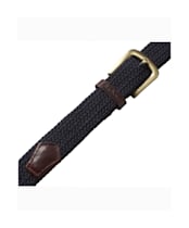 Men's Barbour Stretch Webbing Leather Belt - Navy