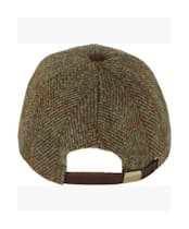 Heather Glencairn Harris Tweed Leather Peak Baseball Cap - Olive / Gold