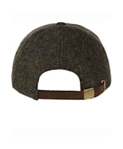 Heather Glencairn Harris Tweed Leather Peak Baseball Cap - Forest