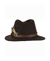Women’s Hicks & Brown The Suffolk Fedora - Guinea and Pheasant Feather - Brown