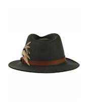 Women’s Hicks & Brown The Suffolk Fedora - Guinea and Pheasant Feather - Olive