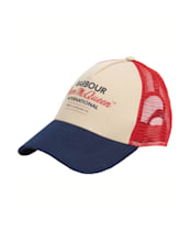 Men's Barbour International Steve McQueen Trucker Cap - Navy / Red / Stone