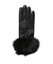 Women’s Barbour Fur Trimmed Leather Gloves - Black