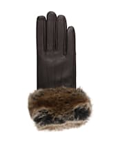 Women’s Barbour Fur Trimmed Leather Gloves - Dark Brown
