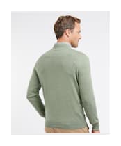Men's Barbour Light Cotton Crew Neck Sweater - Light Moss