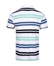 Men’s Crew Clothing Worthing Jersey Stripe Polo Shirt - White / Denim / Navy