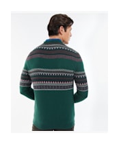 Men's Barbour Winterborne Fairisle Crew Sweatshirt - Forest