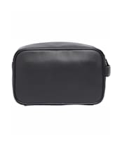 Men's Barbour Debossed Logo Leather Washbag - Black