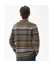 Men's Barbour Case Fairisle Crew Neck Jumper - Willow Green