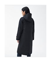 Women's Barbour Long Cannich Wax Jacket - Black / Black / Sage Tartan