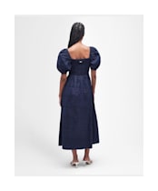 Women's Barbour Macy Checked Cotton Midi Dress - Navy