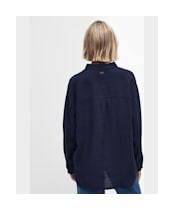 Women's Barbour Hampton Relaxed Fit Linen Shirt - Navy