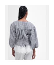 Women's Barbour Glamis Seersucker Popover Top - Navy Check