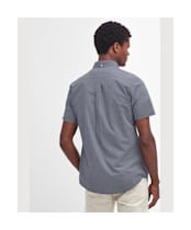 Men's Barbour Shell Short Sleeve Tailored Cotton Shirt - Navy