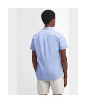 Men's Barbour Crest Poplin Short Sleeve Tailored Fit Shirt - Sky