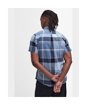 Men's Barbour Doughill Short Sleeve Linen Blend Shirt - Berwick Blue