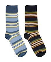 Men's Barbour Summer Stripe Socks - 2 Pack - Navy / Sky Blue