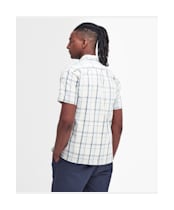 Men's Barbour Lerwick Regular Short Sleeve Checked Summer Shirt - Stone