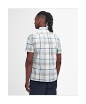Men's Barbour Oakfield Regular Short Sleeve Checked Summer Shirt - Ecru